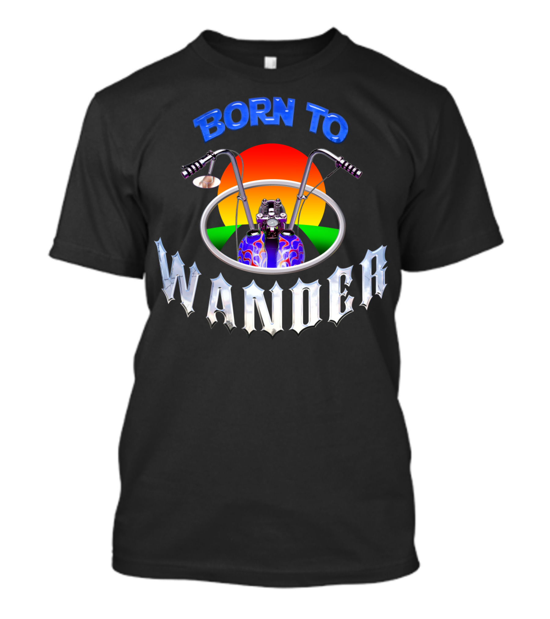 Born To Wander Motorcycle Sunset Journey Adventure T-Shirt