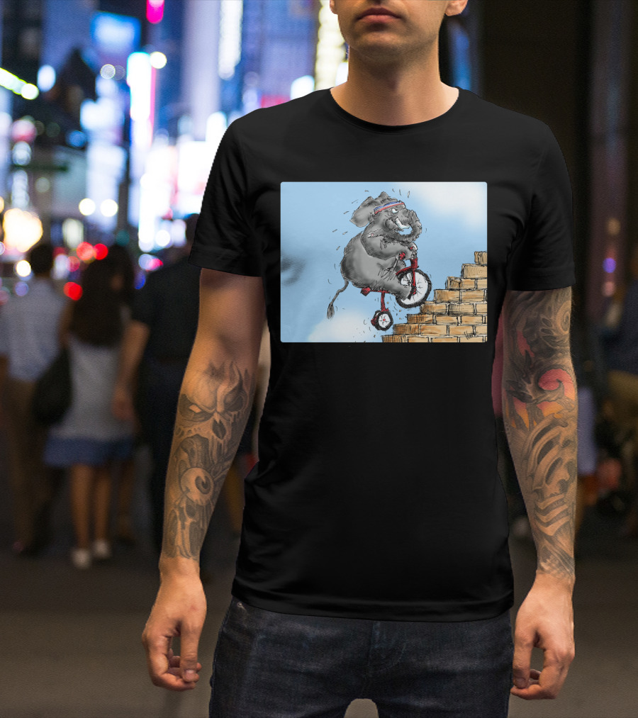 Challenge Accepted Elephant On Unicycle Climbing Stairs T-Shirt