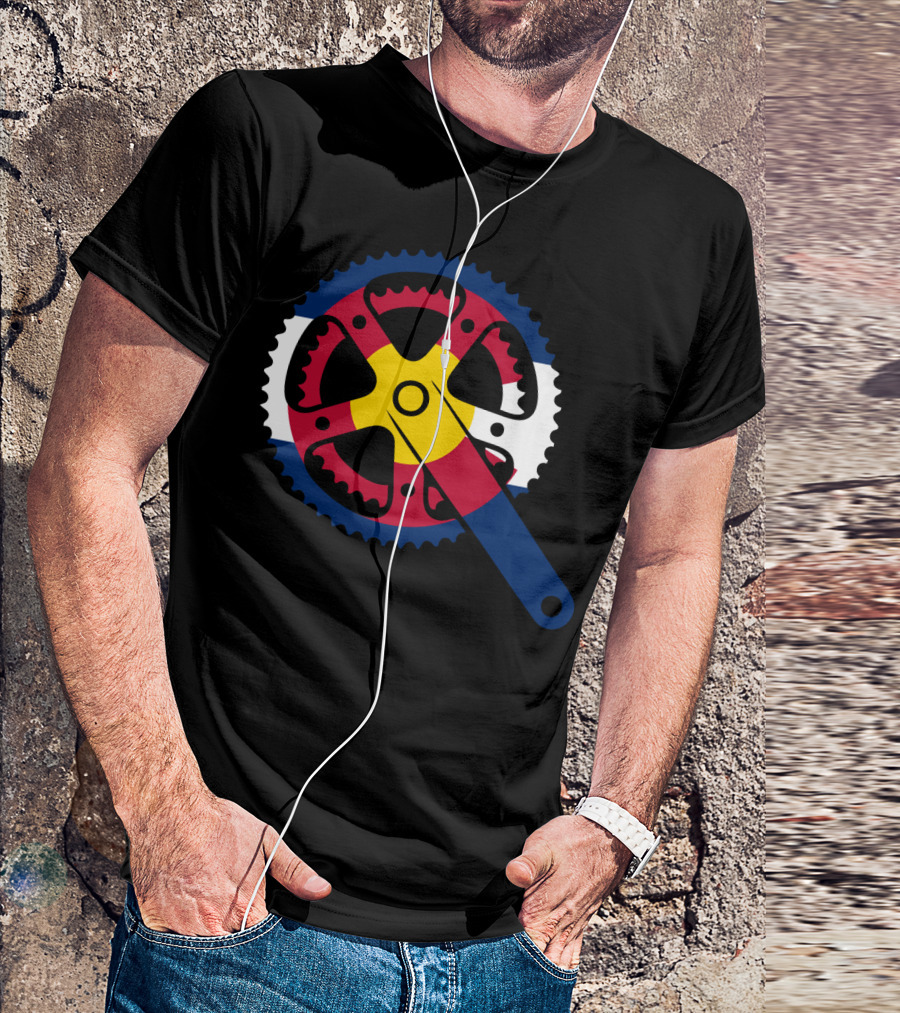 Colorado Bicycle Chainring With State Flag Colors T-Shirt
