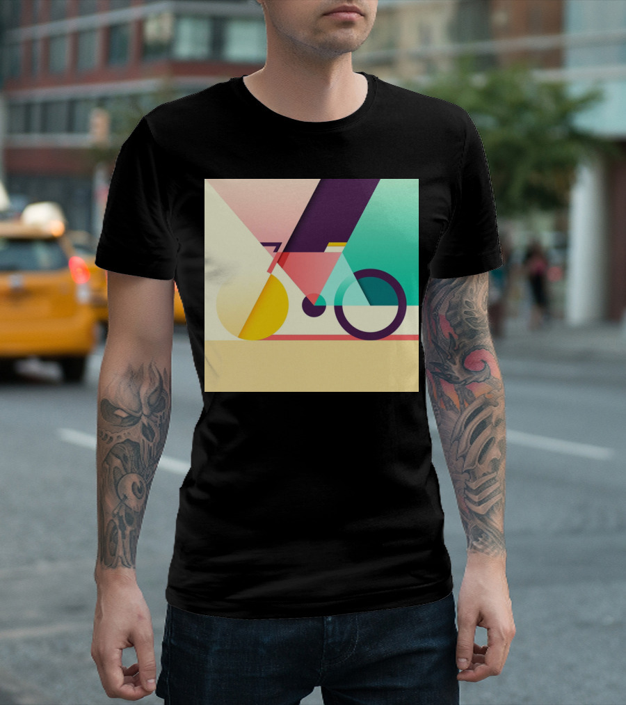 Colourful Geometric Bicycle Abstraction T-Shirt