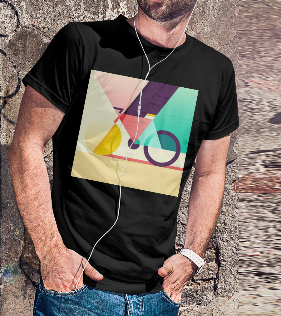 Colourful Geometric Bicycle Abstraction T-Shirt