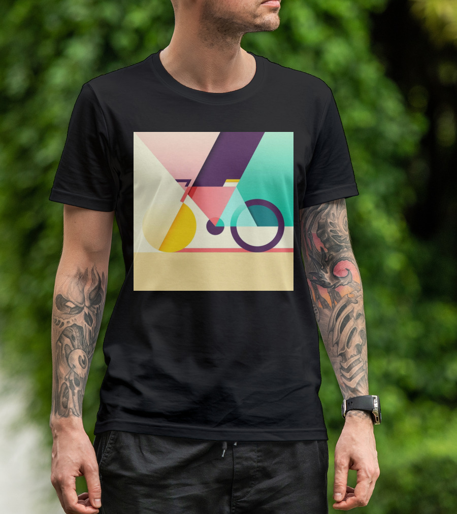 Colourful Geometric Bicycle Abstraction T-Shirt