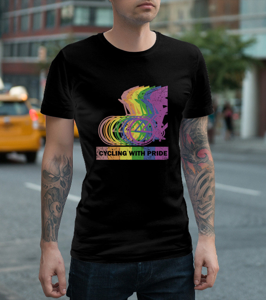 Cycling With Pride Christopher Street Rainbow Bicycle T-Shirt