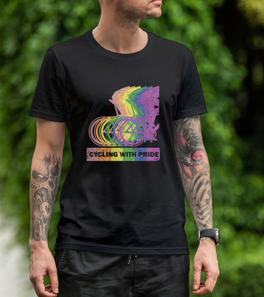 Cycling With Pride Christopher Street Rainbow Bicycle T-Shirt