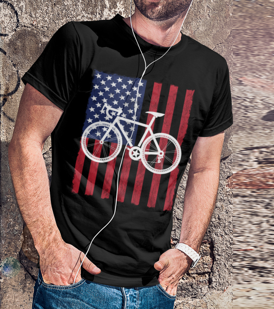 USA Flag Bicycle T-Shirt