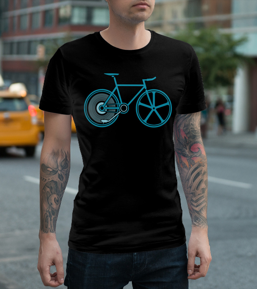 Fixed Beats Bicycle Blueprint Audio Wheel T-Shirt