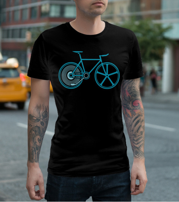 Fixed Beats Bicycle Blueprint Audio Wheel T-Shirt