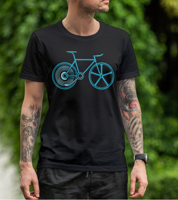 Fixed Beats Bicycle Blueprint Audio Wheel T-Shirt