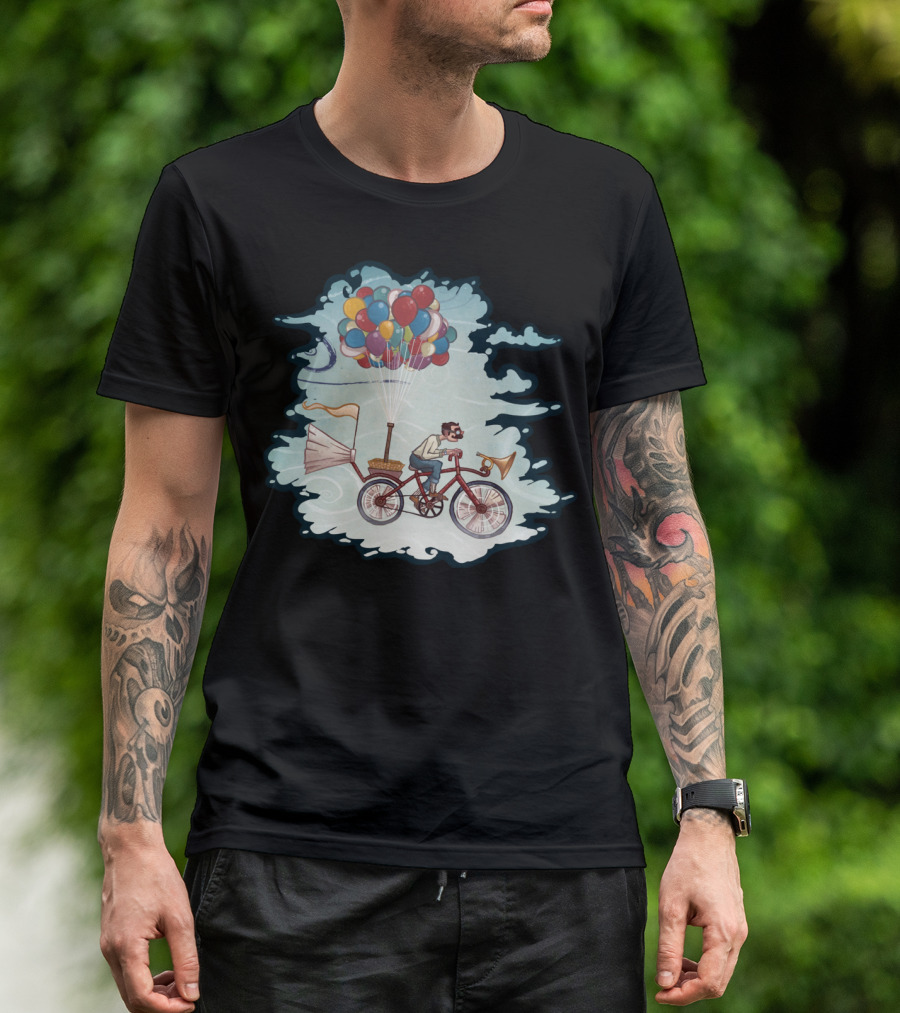 Flight Series Three Whimsical Bicycle Balloon Adventure T-Shirt