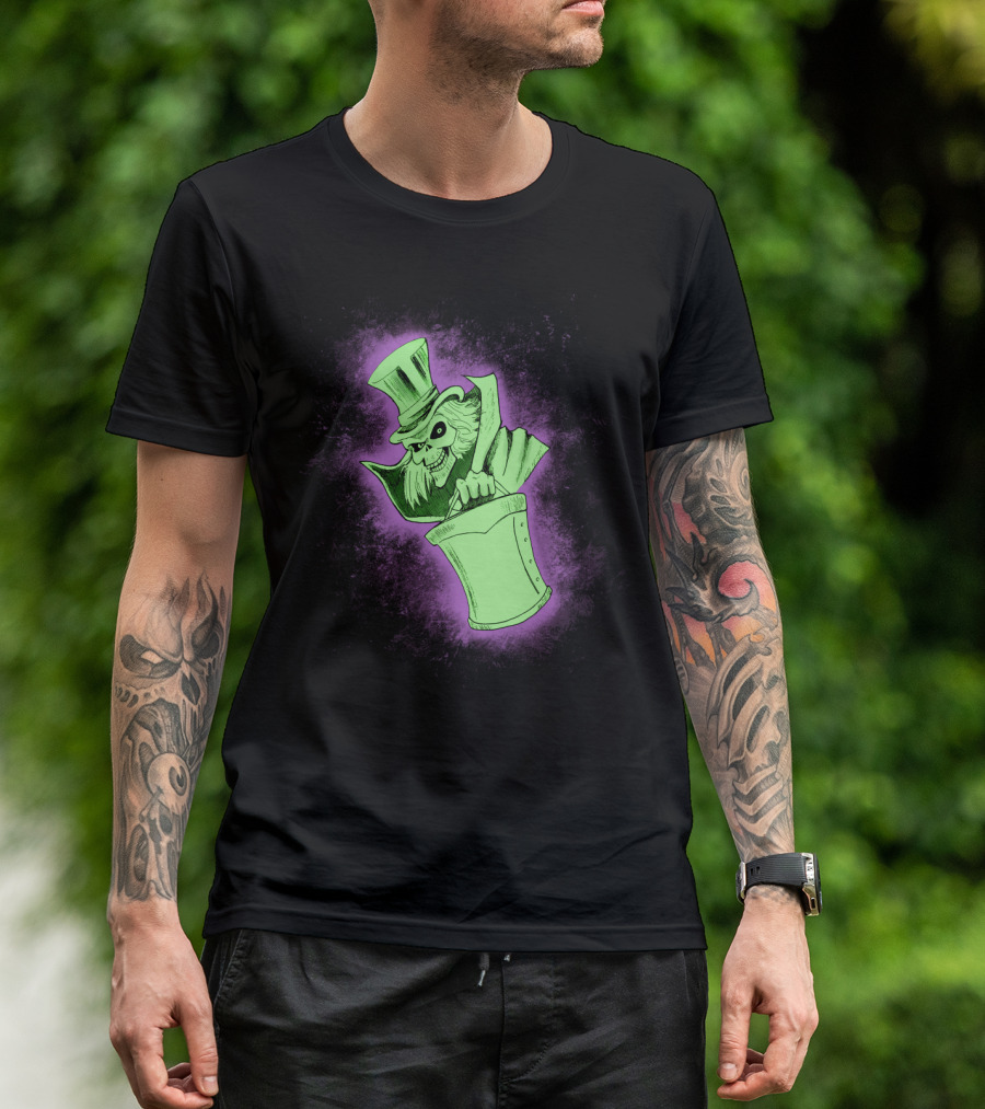 Hatbox Ghost Spooky Green Glow T-Shirt