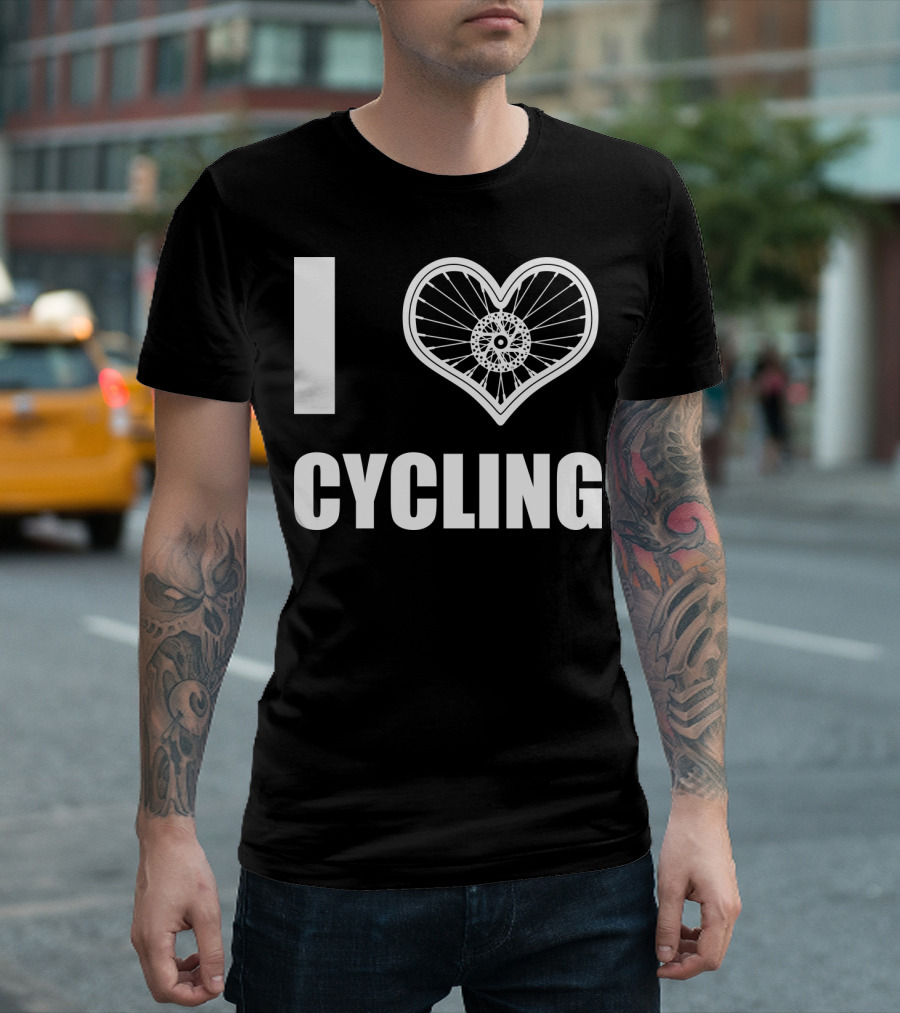 I Love Cycling Bicycle Wheel Heart T-Shirt