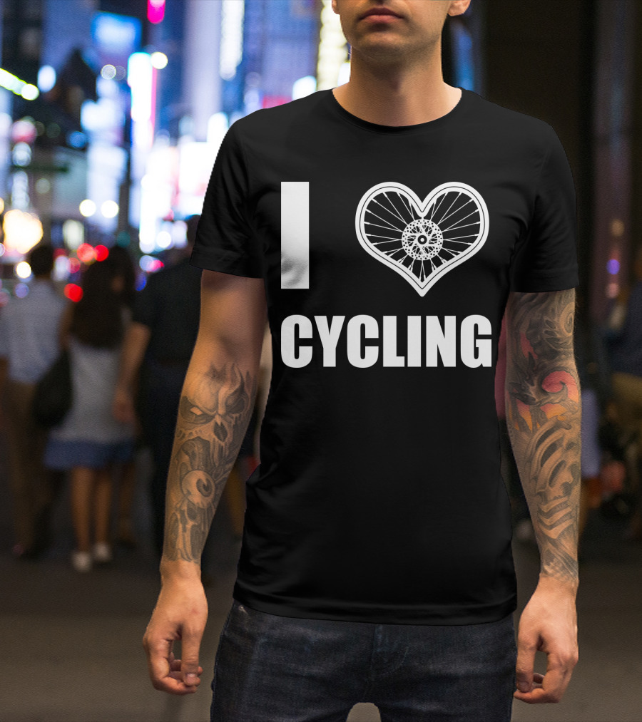 I Love Cycling Bicycle Wheel Heart T-Shirt