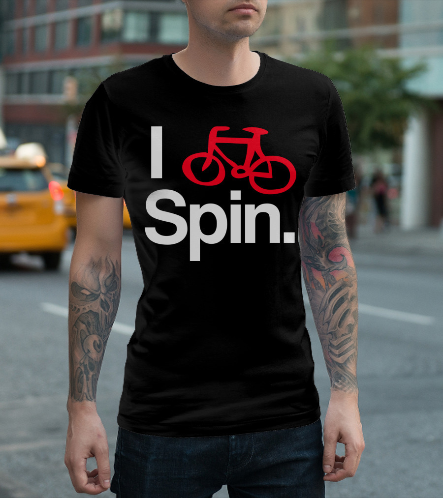 I Spin Bike Cycling Biking Workout with Red Bicycle T-Shirt