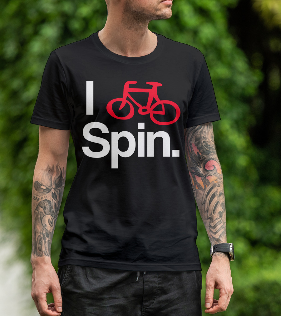 I Spin Bike Cycling Biking Workout With Red Bicycle T-Shirt