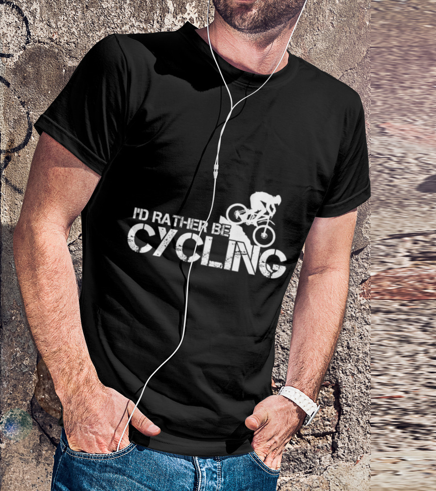 I'd Rather Be Cycling Stairs Downhill MTB Adventure T-Shirt
