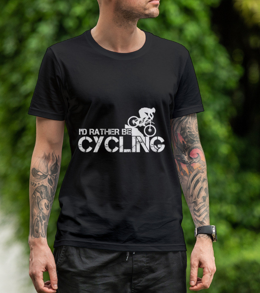 I'd Rather Be Cycling Stairs Downhill MTB Adventure T-Shirt