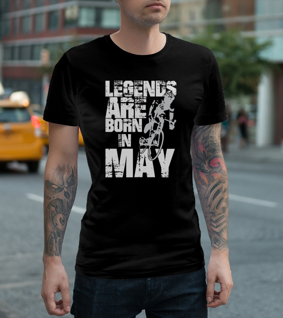Legends Are Born In May Cycling Vintage Style Mountain Bike Enthusiasts T-Shirt