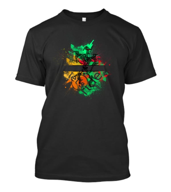 LetsRide Bicycle Paint Splatter Green Yellow Red T-Shirt