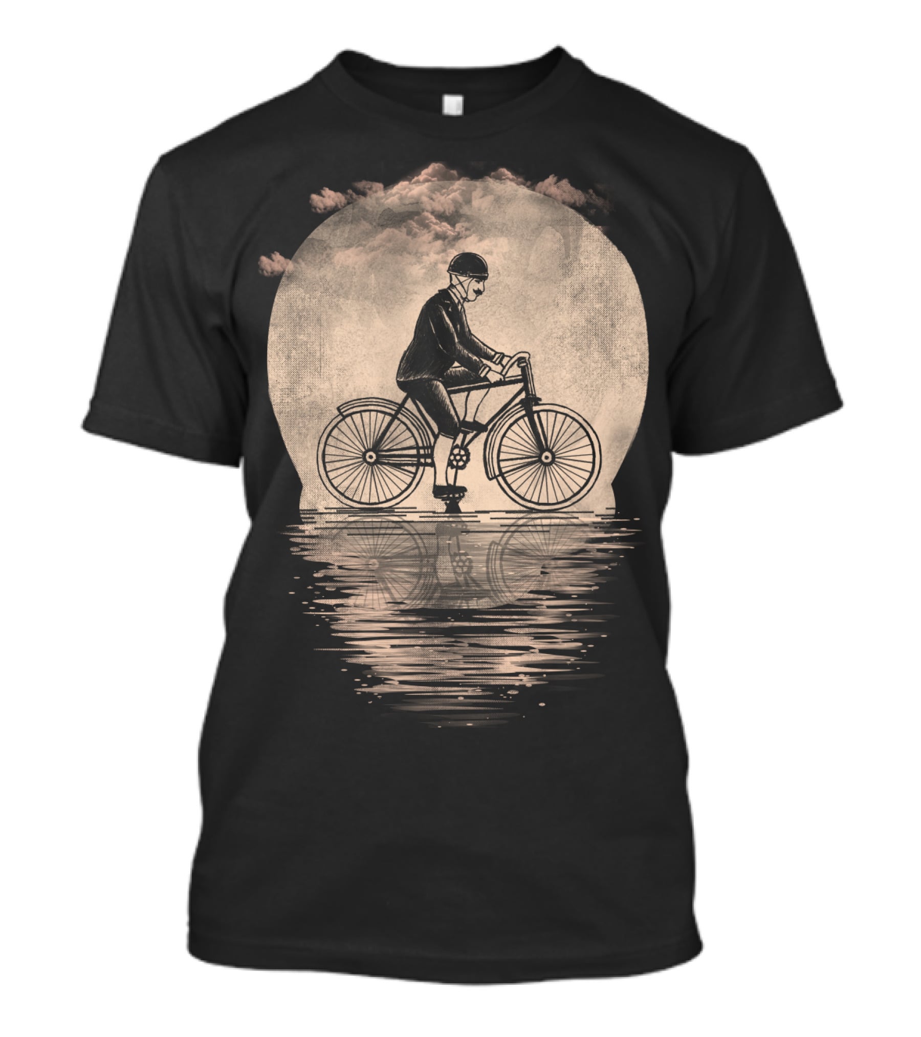 Live To Ride Cloudy Reflection Vintage Cyclist T-Shirt