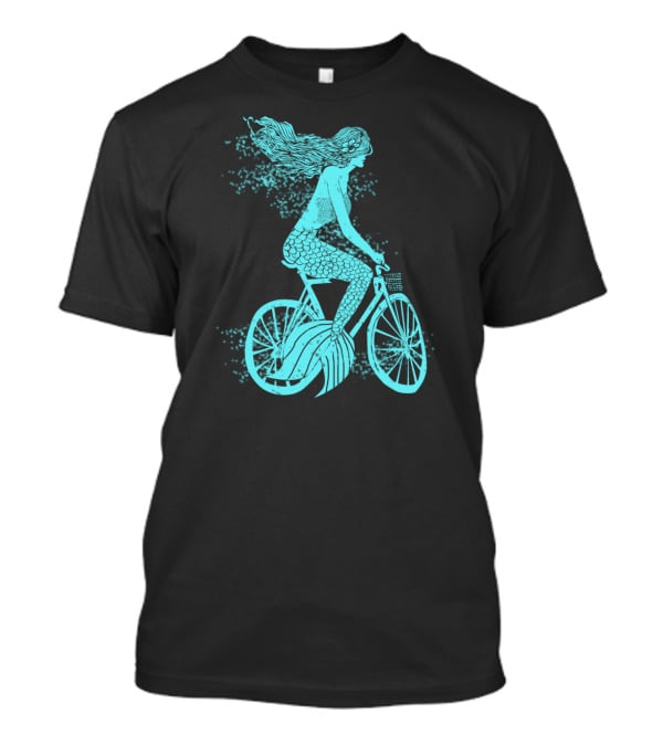 Mermaid On A Bike Ocean Ride Aqua Vision T-Shirt