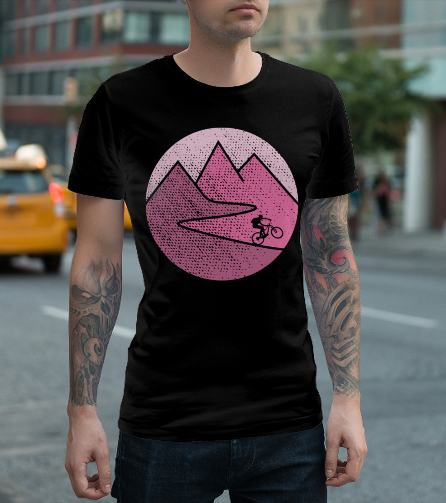 Mountain Bike Cycling Scenic Adventure in Pink Mountains T-Shirt