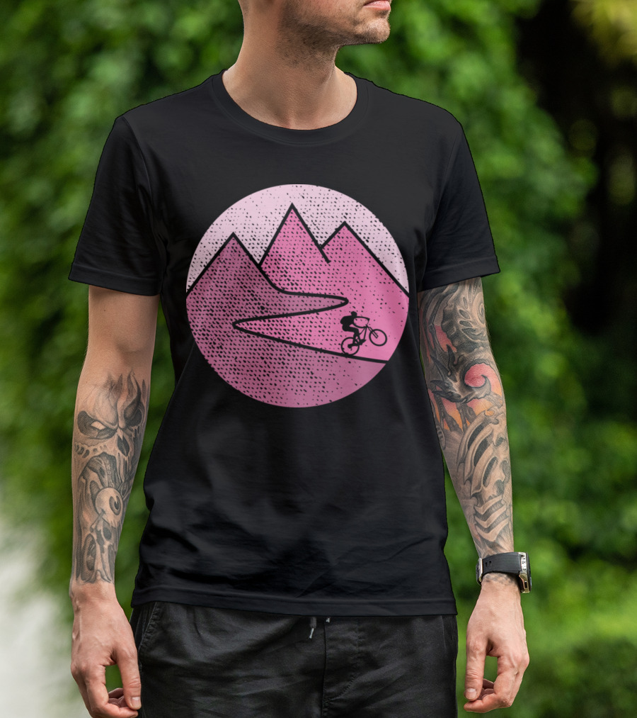 Mountain Bike Cycling Scenic Adventure In Pink Mountains T-Shirt