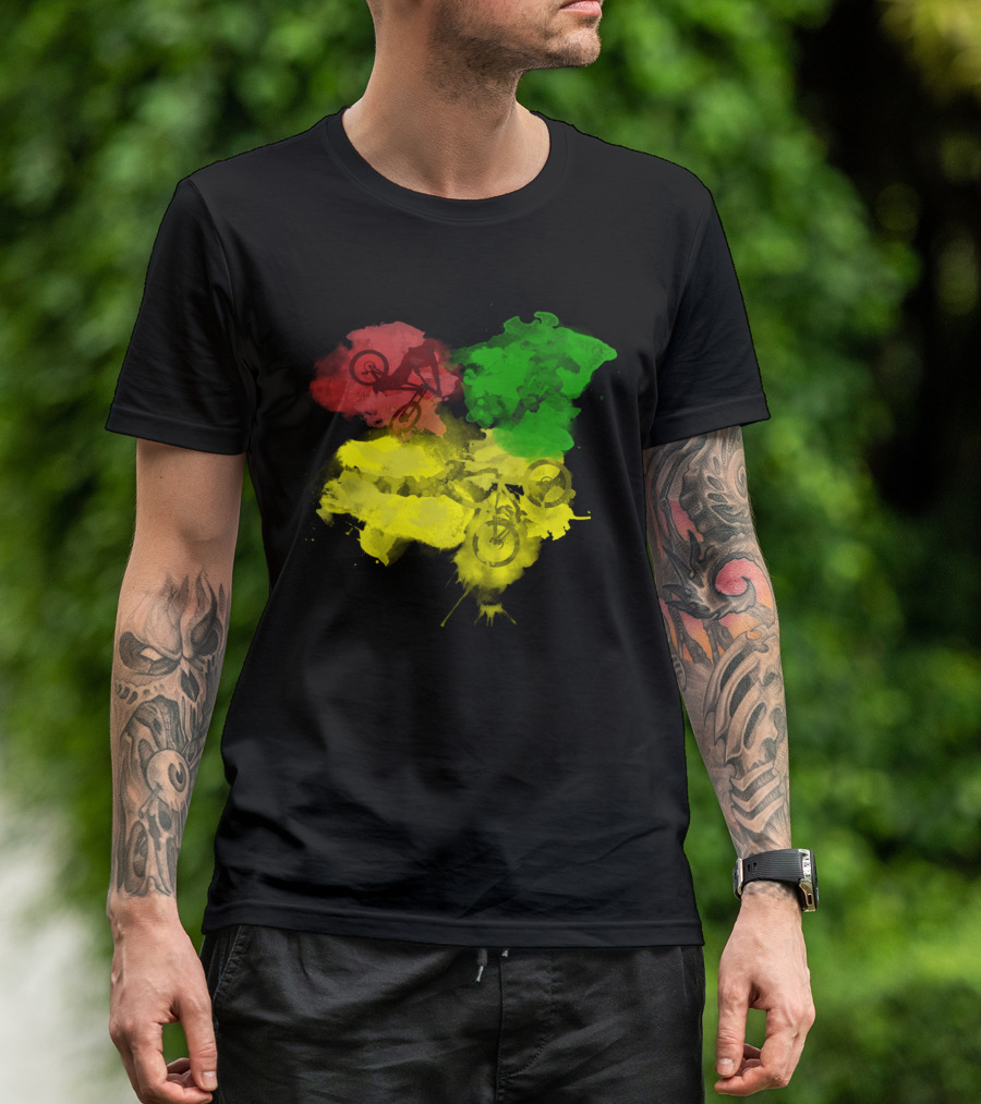 MTB Rasta Red Green Yellow Mountain Biking T-Shirt