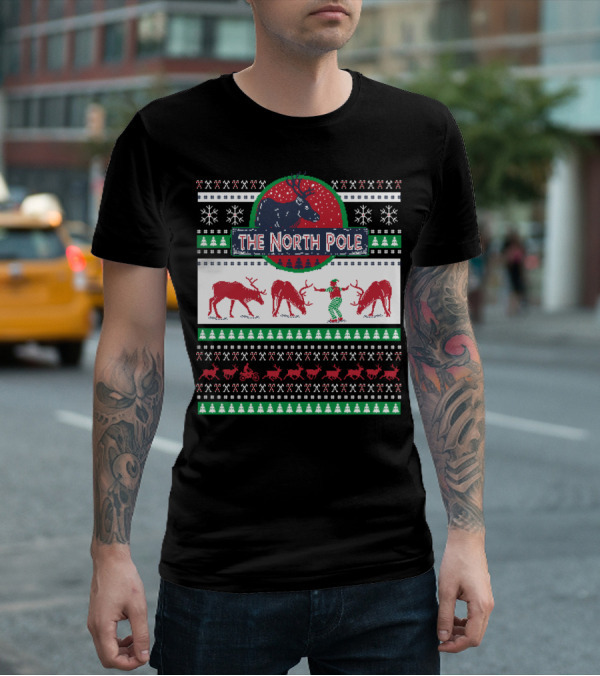 The North Pole Reindeer Ugly Christmas T-Shirt