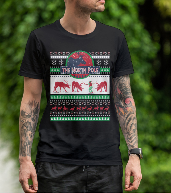 The North Pole Reindeer Ugly Christmas T-Shirt