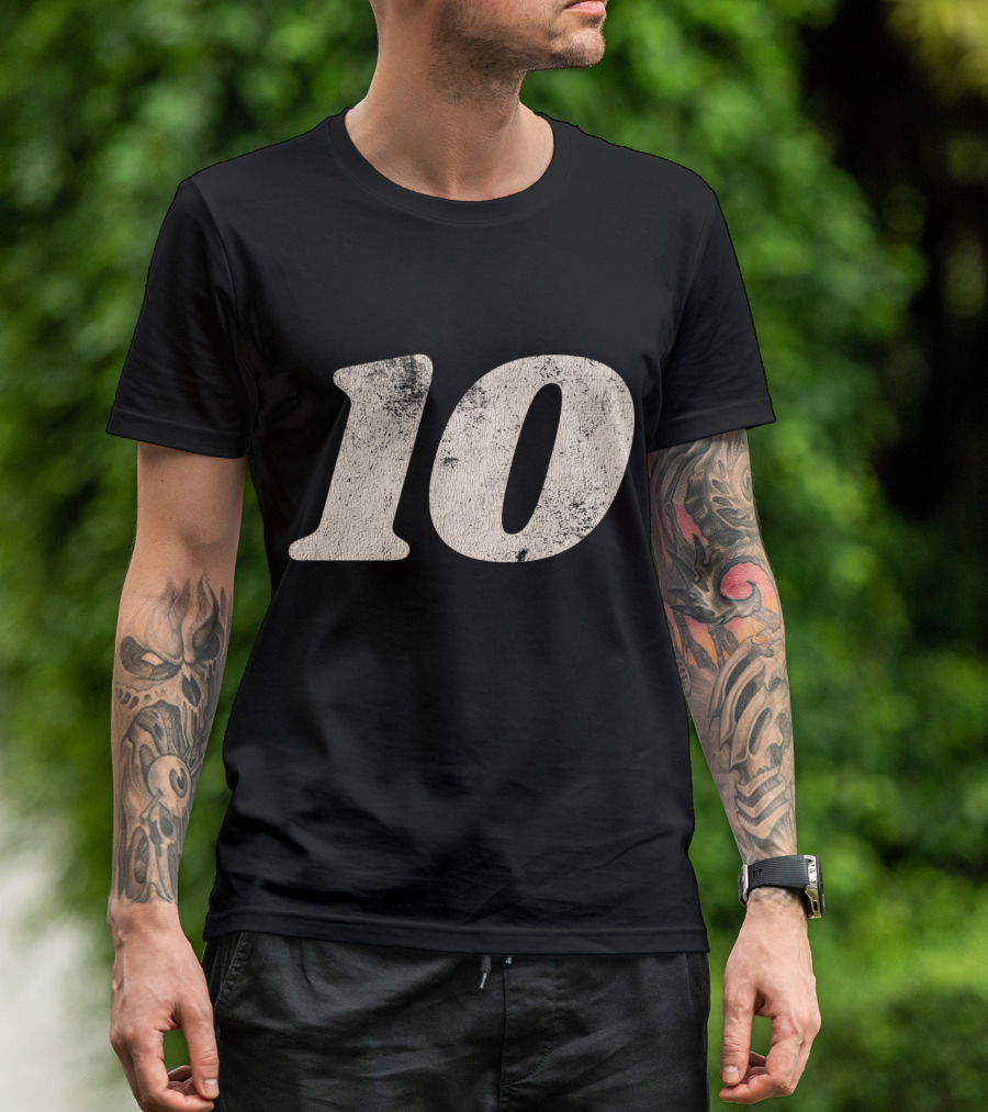 Number Ten 10 Distressed Vintage Sports T-Shirt