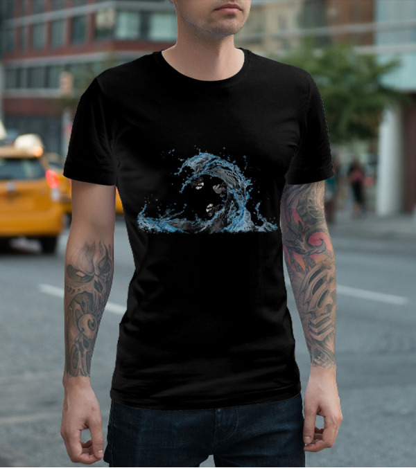 Panda Cycling In Ocean Waves T-Shirt