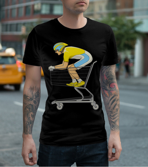 Retail Racer Cyclist In Shopping Cart T-Shirt