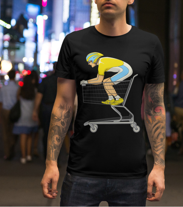 Retail Racer Cyclist In Shopping Cart T-Shirt
