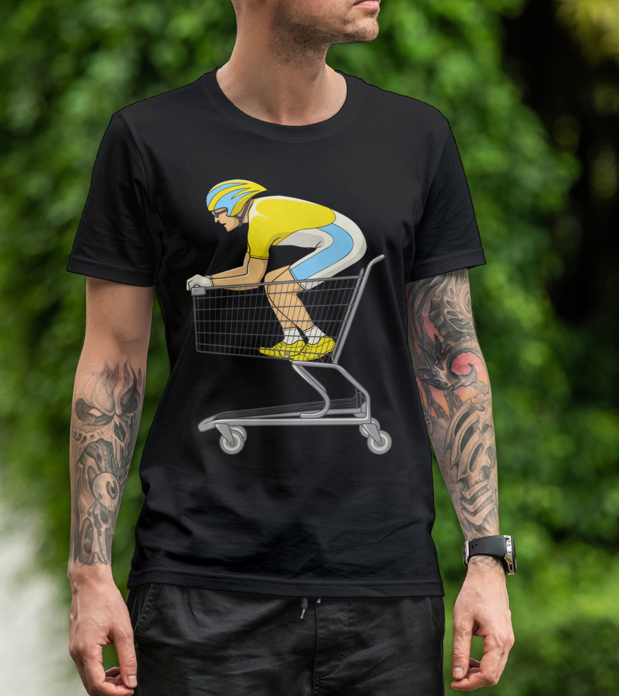 Retail Racer Cyclist In Shopping Cart T-Shirt