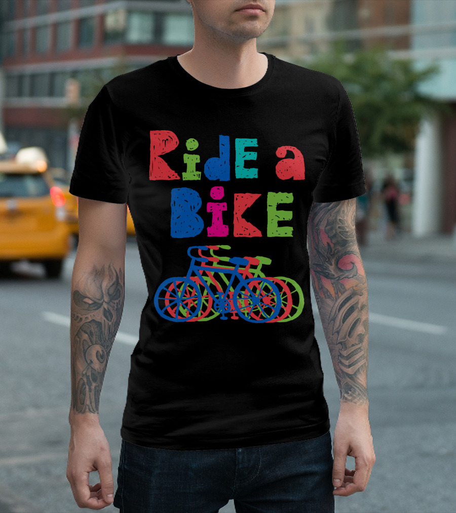 Ride a Bike Sketchy Colorful Layered Bicycles T-Shirt