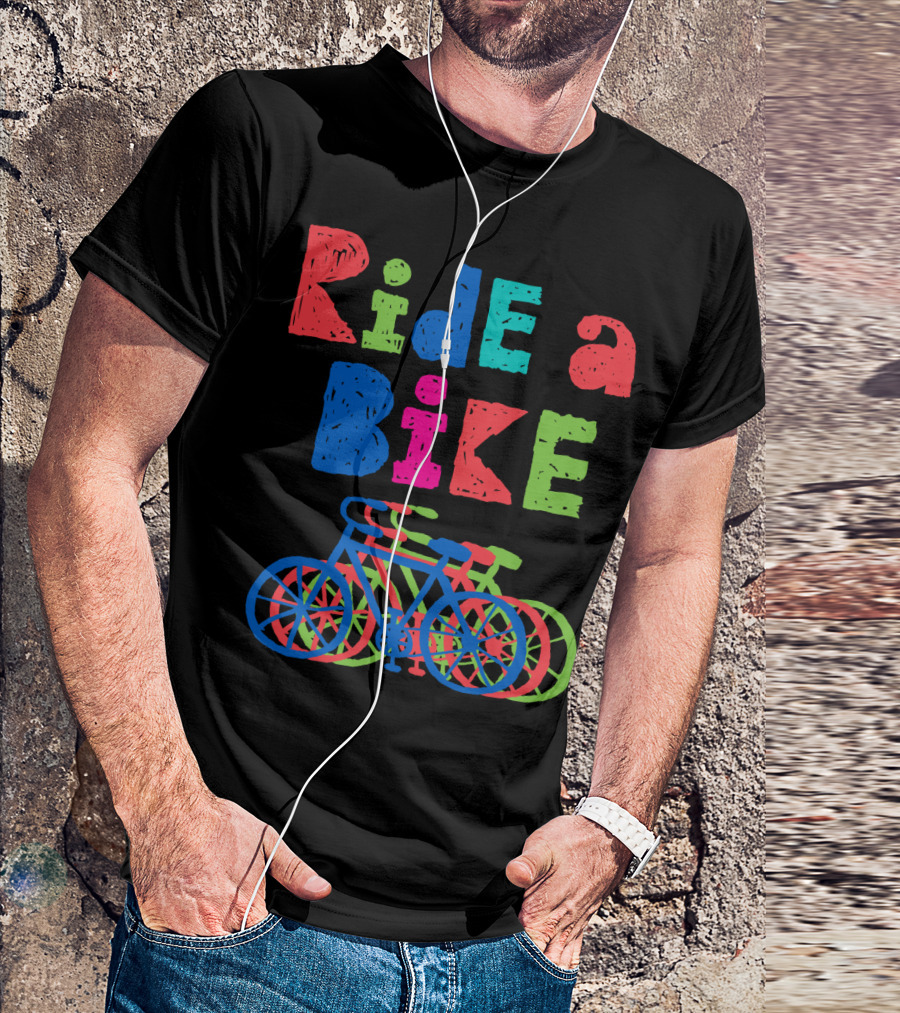 Ride A Bike Sketchy Colorful Layered Bicycles T-Shirt