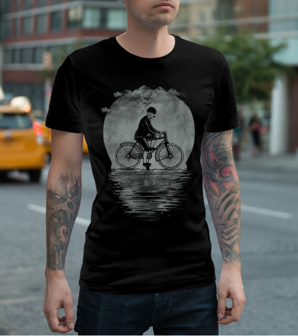 Ride Hard Or Die Young Bicycle Rider Reflecting On Water Under Cloudy Sky T-Shirt