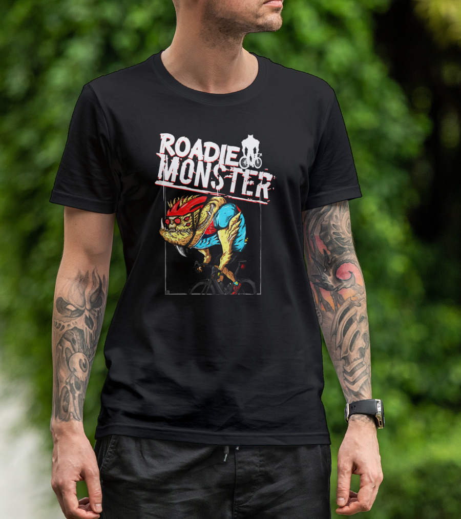 ROADIE MONSTER Cyclist Beast On Bicycle Thrill T-Shirt