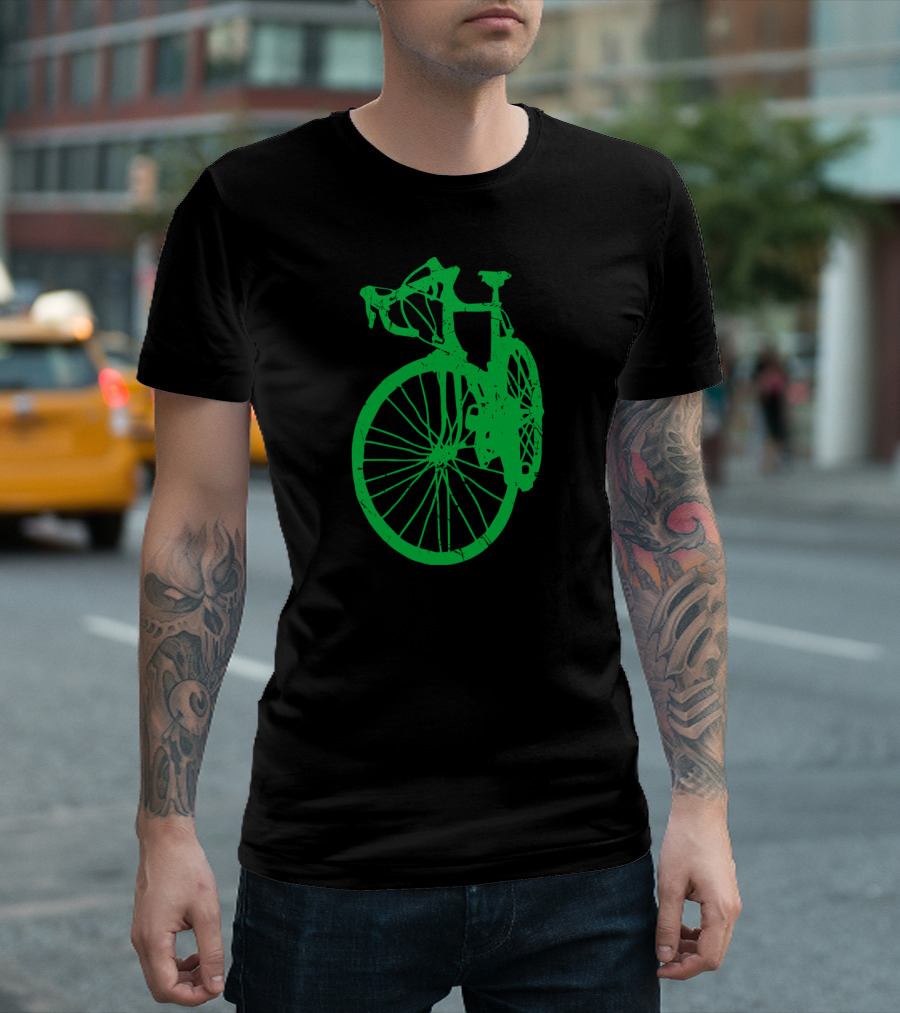 Vintage Rustic Racing Bike In Green T-Shirt