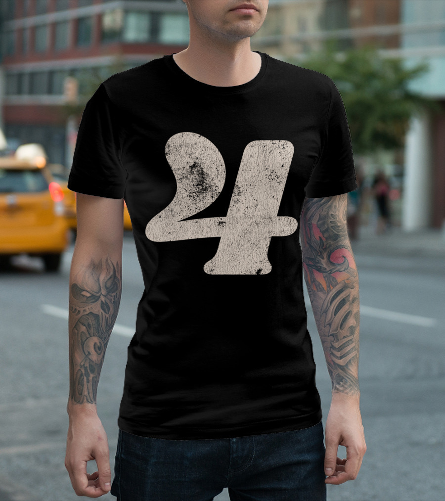 Vintagestyle Textured 24 Number Four T-Shirt