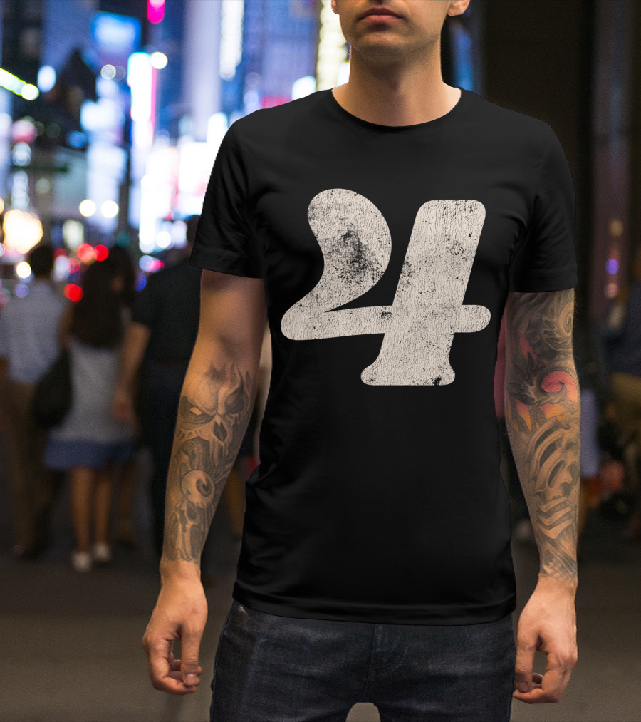 Vintagestyle Textured 24 Number Four T-Shirt