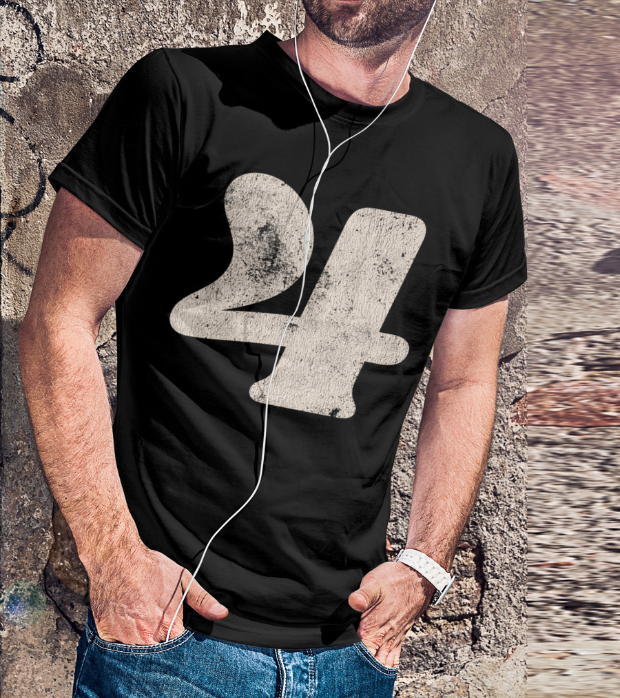 Vintagestyle Textured 24 Number Four T-Shirt