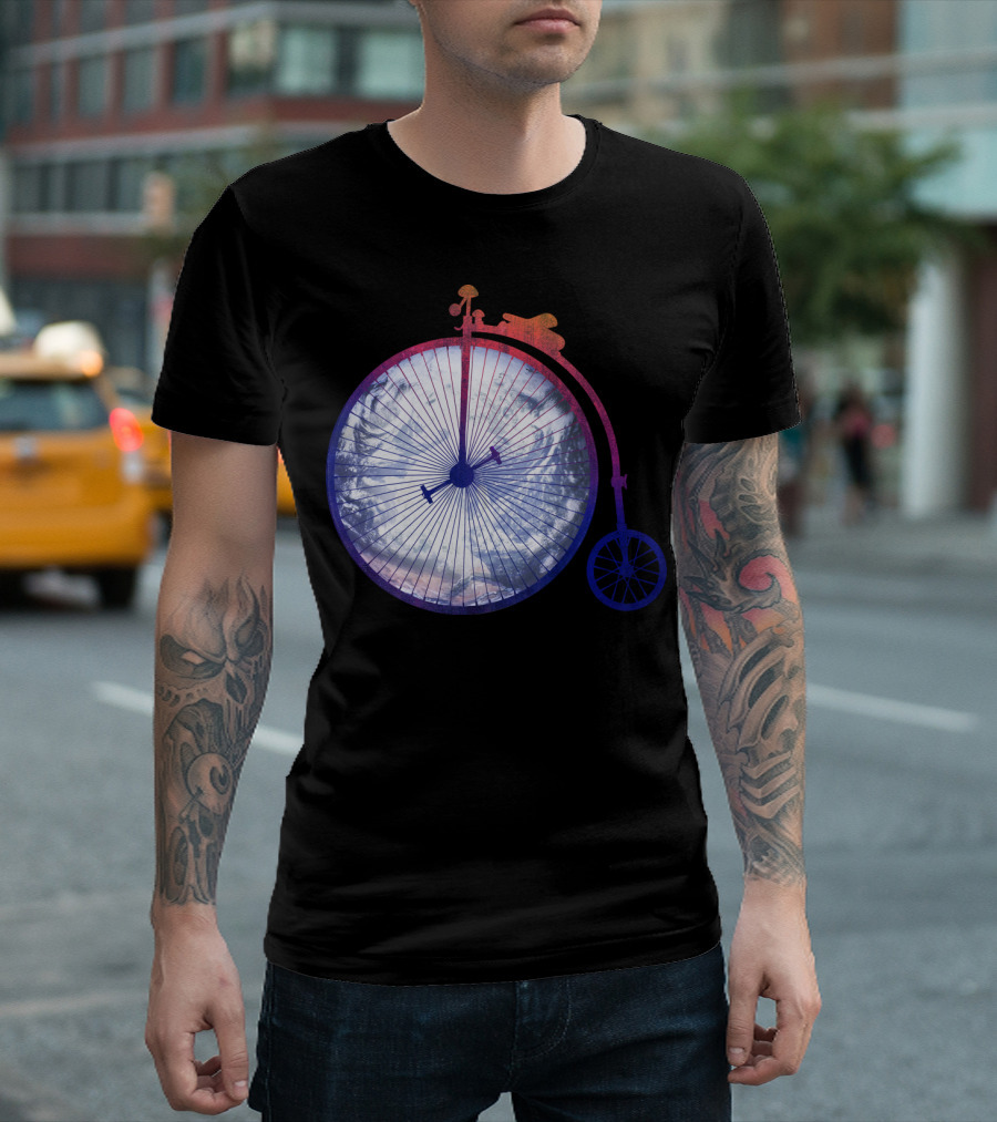 Vintage World Bicycle Traveler Earth Penny-Farthing T-Shirt