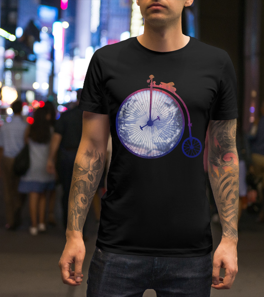 Vintage World Bicycle Traveler Earth Penny-Farthing T-Shirt