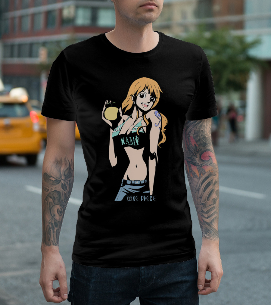 One Piece Nami Holding Fruit Anime Character T-Shirt