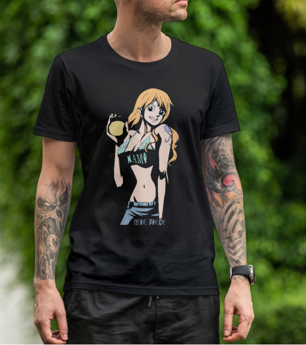 One Piece Nami Holding Fruit Anime Character T-Shirt