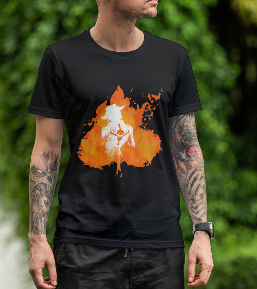 Ace One Piece Silhouette On Fire T-Shirt