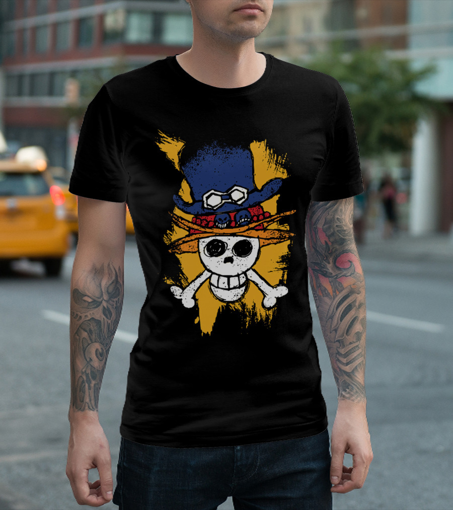 One Piece ASL Ace Sabo Luffy Skull And Pirate Hat T-Shirt