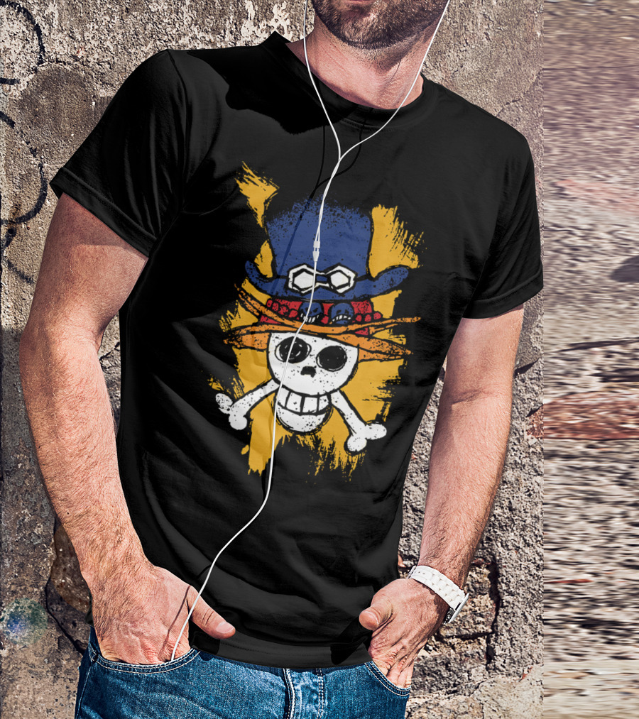 One Piece ASL Ace Sabo Luffy Skull And Pirate Hat T-Shirt