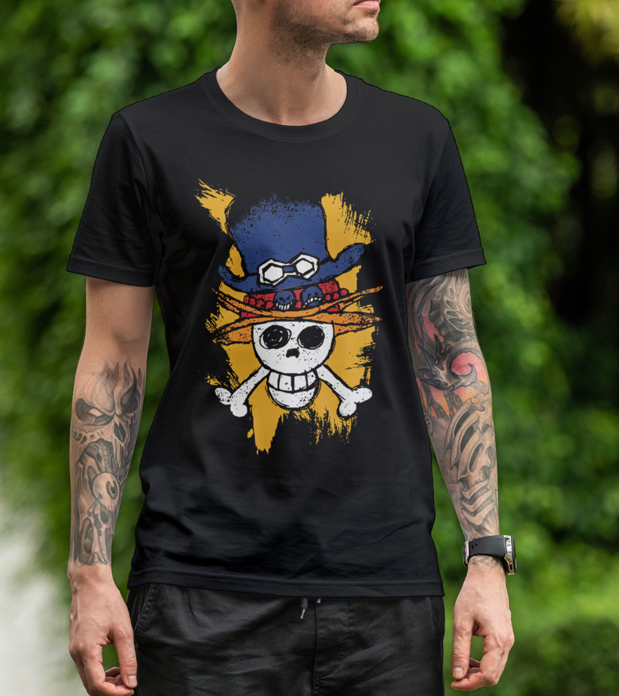One Piece ASL Ace Sabo Luffy Skull And Pirate Hat T-Shirt